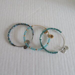 🔥HP🔥 Alex and Ani Set of 3 Sea Green/Aqua Beaded Bracelets, EUC